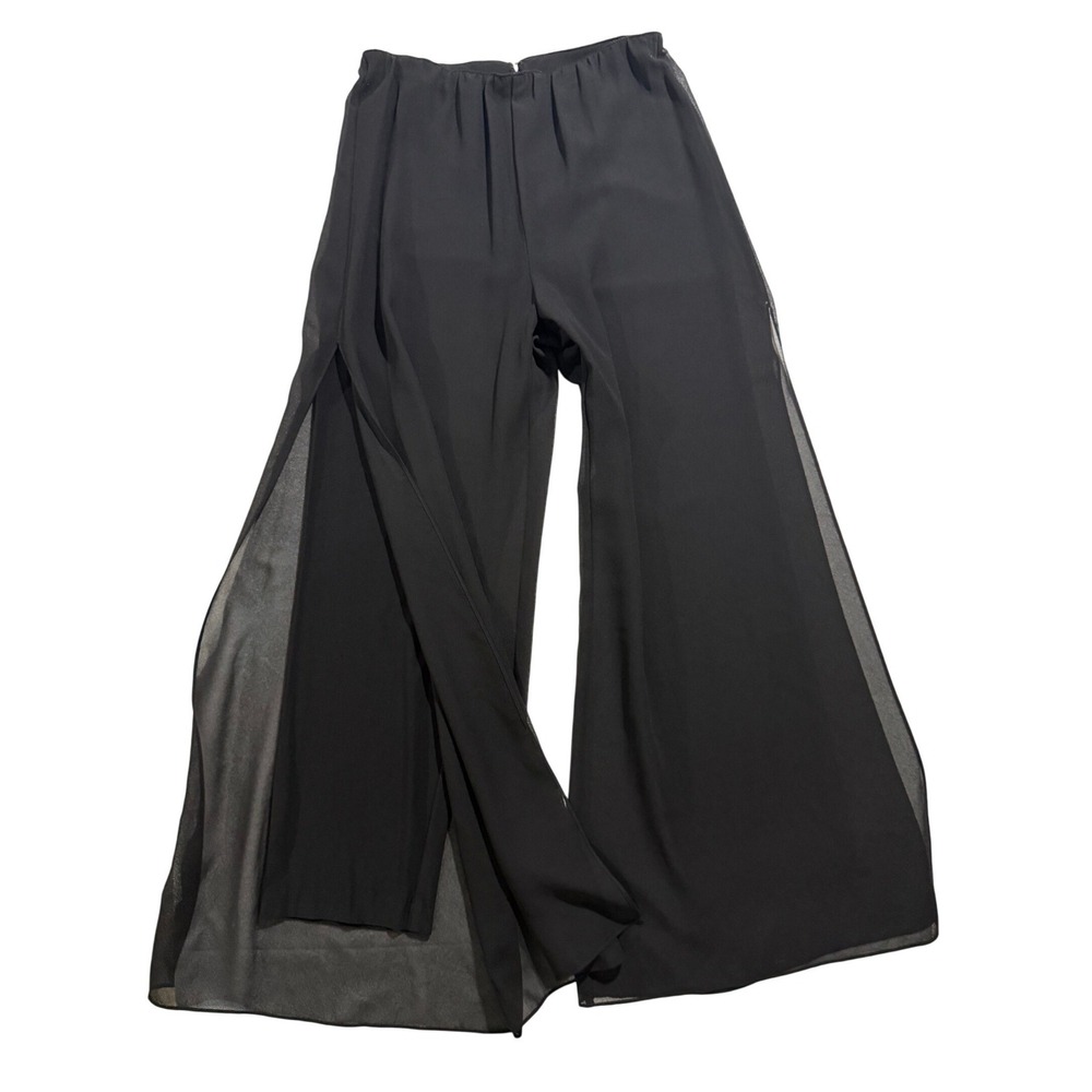 Alex Evenings Black Chiffon Overlay Palazzo Pants Formal Evening Small - Picture 2 of 7